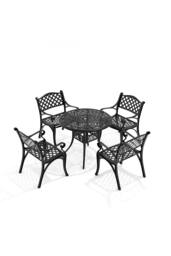 Garden Sanctuary 5 Pcs Retro Garden Bistro Table Set with Cushions in Black - thumbnail 3