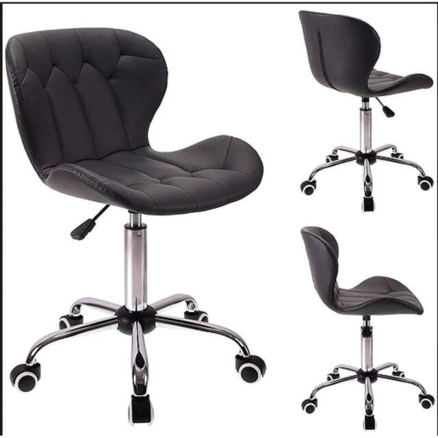 KORVIXA Black Cushioned Computer Desk Office Chair with Chrome Legs - Size: 100 cm - image 1