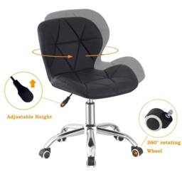 KORVIXA Black Cushioned Computer Desk Office Chair with Chrome Legs - Size: 100 cm - thumbnail 2