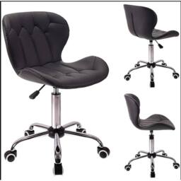 KORVIXA Black Cushioned Computer Desk Office Chair with Chrome Legs - Size: 100 cm - thumbnail 1