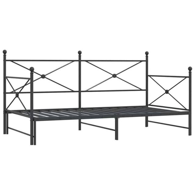 Berkfield Home Daybed with Trundle without Mattress Black 100x200 cm Steel - image 1