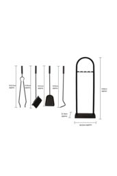 JVL Lambeth 4 Piece Companion Set + Stand in Black - thumbnail 6