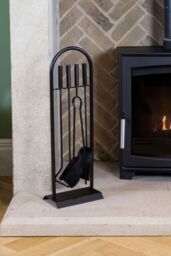 JVL Lambeth 4 Piece Companion Set + Stand in Black - thumbnail 4