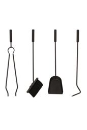 JVL Lambeth 4 Piece Companion Set + Stand in Black - thumbnail 2