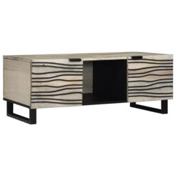 Berkfield Home Coffee Tables with Shelf with Storage with Door White, Black 100 x 50 x 40 cm - thumbnail 1