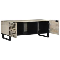 Berkfield Home Coffee Tables with Shelf with Storage with Door White, Black 100 x 50 x 40 cm - thumbnail 2