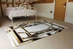 Benjamin Tate Design Art Deco Golden Black Frame Designer Rug in Natural - Size: Large - thumbnail 3