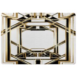 Benjamin Tate Design Art Deco Golden Black Frame Designer Rug in Natural - Size: Large - thumbnail 1