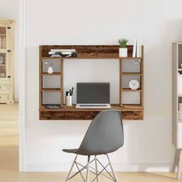 Berkfield Home Wall-Mounted Desk Old Wood 105x48x75 cm Engineered Wood in Brown - Size: 105 x 48 x 75 cm - thumbnail 2