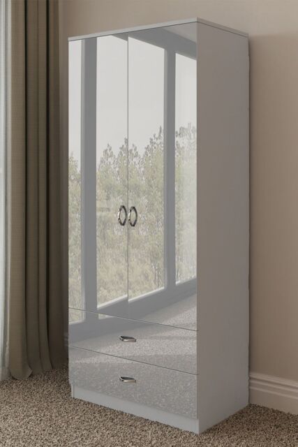FWStyle 2 Door 2 Drawer High Gloss Grey Combination Wardrobe - image 1