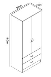 FWStyle 2 Door 2 Drawer High Gloss Grey Combination Wardrobe - thumbnail 6