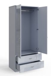 FWStyle 2 Door 2 Drawer High Gloss Grey Combination Wardrobe - thumbnail 5