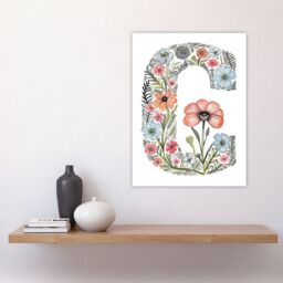 "Artery8 Women's Wall Art Print Letter C in Flowers Watercolour Poppy Nature Floral Word Art For Her Poster - Size: W12"" x H16""" - thumbnail 4