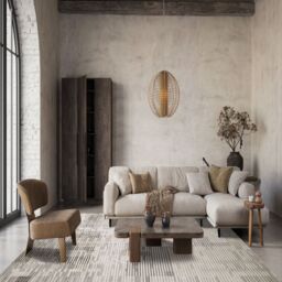 Desire Rugs Mayfair Living Room Area Rug Metallic Sheen Modern Matrix Design in Stone - Size: 200 cm x 290 cm - thumbnail 3