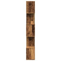 Berkfield Home Room Divider Bookcase 5-Tier Old Wood 70x24x161 cm Engineered Wood in Brown - Size: 70 x 24 x 161 cm - thumbnail 6