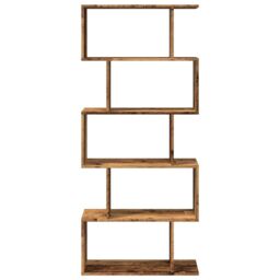 Berkfield Home Room Divider Bookcase 5-Tier Old Wood 70x24x161 cm Engineered Wood in Brown - Size: 70 x 24 x 161 cm - thumbnail 5