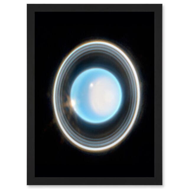Artery8 NASA James Webb Space Telescope Zoomed In Uranus Planet Rings NIRCam Artwork Framed Wall Art Print A4 in Black - image 1