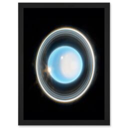 Artery8 NASA James Webb Space Telescope Zoomed In Uranus Planet Rings NIRCam Artwork Framed Wall Art Print A4 in Black - thumbnail 1