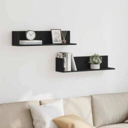 Berkfield Home Wall Shelves 2 pcs Black 75x16.5x16.5 cm Engineered Wood - thumbnail 3