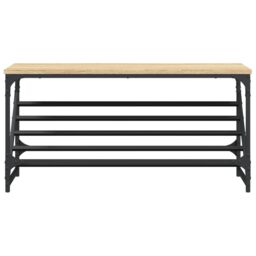 Berkfield Home Shoe Rack Sonoma Oak 90x30x45 cm Engineered Wood in Brown - Size: 90 x 30 x 45 cm - thumbnail 4
