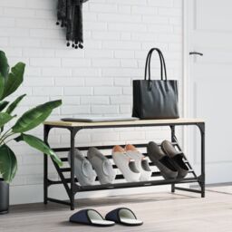 Berkfield Home Shoe Rack Sonoma Oak 90x30x45 cm Engineered Wood in Brown - Size: 90 x 30 x 45 cm - thumbnail 1