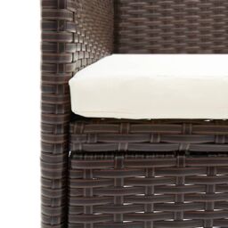 Berkfield Home 3 Piece Garden Dining Set Poly Rattan & Tempered Glass Brown - thumbnail 6
