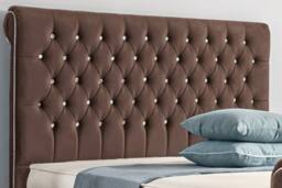 UK Bed Furniture Faye Slatted Base Upholstered Bed with 48 Inch Headboard in Brown - Size: Single - thumbnail 2