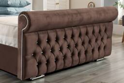 UK Bed Furniture Faye Slatted Base Upholstered Bed with 48 Inch Headboard in Brown - Size: Single - thumbnail 3
