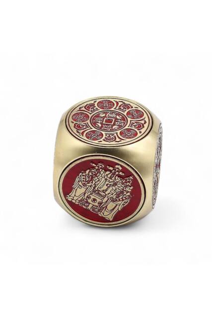KDMD Feng Shui Prosperity Cube-Red & Brass Flat Fortune Symbol in Red - image 1