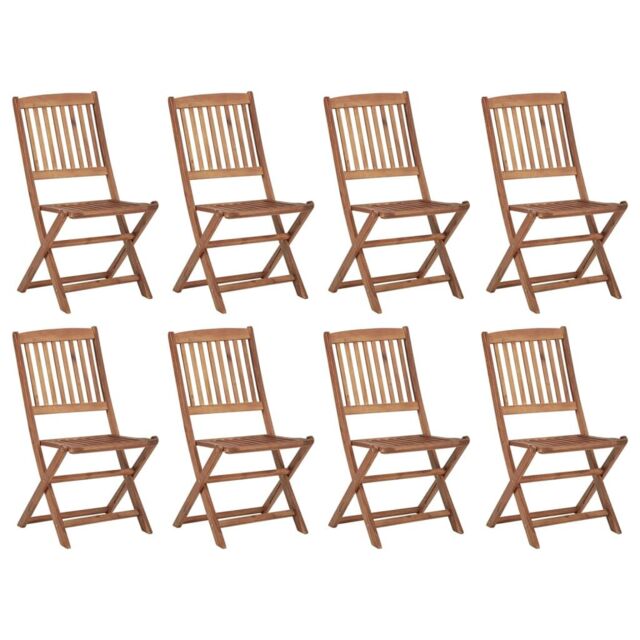 Berkfield Home Folding Outdoor Chairs 8 pcs Solid Acacia Wood in Brown - image 1