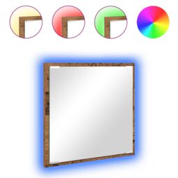 Berkfield Home LED Bathroom Mirror Old Wood 40x8.5x37 cm Engineered Wood in Brown - thumbnail 3