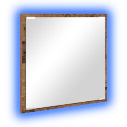 Berkfield Home LED Bathroom Mirror Old Wood 40x8.5x37 cm Engineered Wood in Brown - thumbnail 2