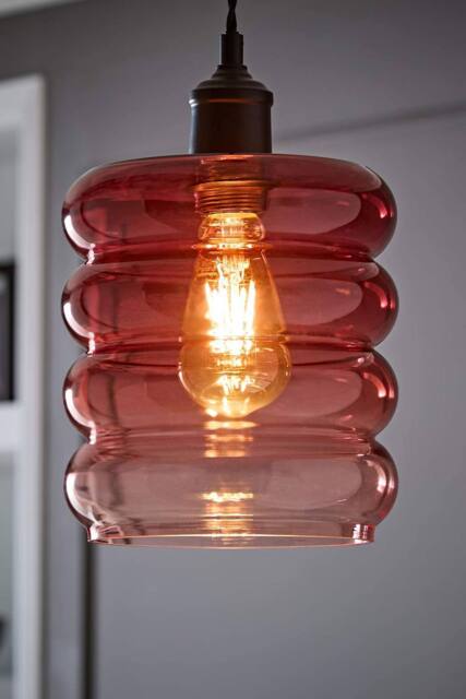 ValueLights Giselle Ombre Berry Glass Easy Fit Ceiling Light Lamp Shade in Dark Pink - image 1