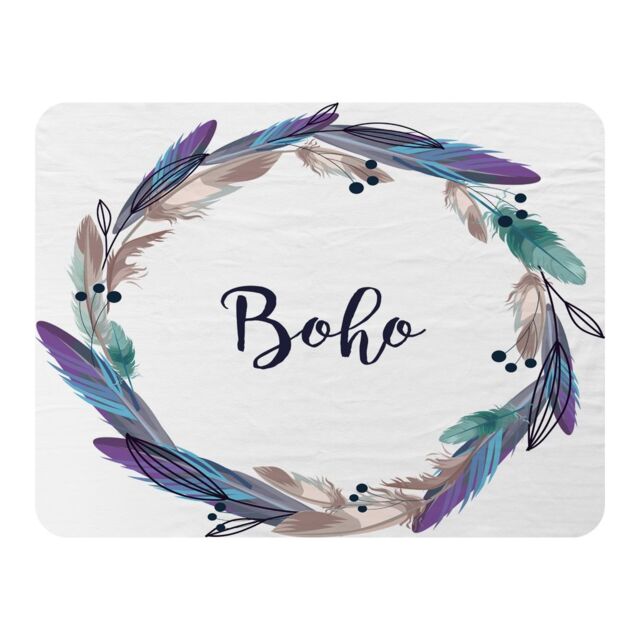 Benjamin Tate Design Boho Style Wreath Feathers Blanket in Natural - Size: 120 cm x 150 cm - image 1