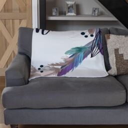 Benjamin Tate Design Boho Style Wreath Feathers Blanket in Natural - Size: 120 cm x 150 cm - thumbnail 2