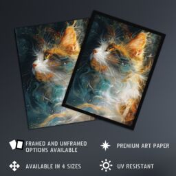 "Artery8 Wall Art Print Dreamy Orange Maine Coon Cat Lover Pet Portrait Poster - Size: W12"" x H16""" - thumbnail 2