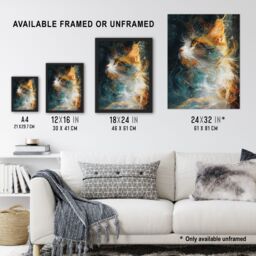 "Artery8 Wall Art Print Dreamy Orange Maine Coon Cat Lover Pet Portrait Poster - Size: W12"" x H16""" - thumbnail 3