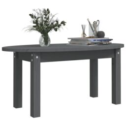 Berkfield Home Coffee Table Grey 80x40x35 cm Solid Wood Pine - Size: 80 x 40 x 35 cm - thumbnail 4