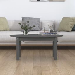 Berkfield Home Coffee Table Grey 80x40x35 cm Solid Wood Pine - Size: 80 x 40 x 35 cm - thumbnail 3
