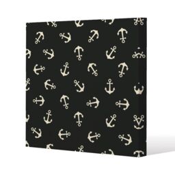 Benjamin Tate Design Anchors on Black Background (Canvas Print) / 127 x 127 x 4cm in Natural - Size: 127 x 127 x 4 cm - thumbnail 1