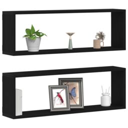 Berkfield Home Wall Shelves - Set of 2, Black Oak, 80x15x26 cm, Made from Engineered Wood - Size: 80 x 15 x 26 cm - thumbnail 3