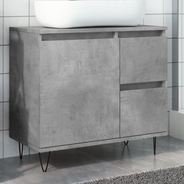 Berkfield Home Sink Cabinet Concrete Oak 65x33x60 cm Engineered Wood in Grey - Size: 65 x 33 x 60 cm - image 1