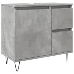 Berkfield Home Sink Cabinet Concrete Oak 65x33x60 cm Engineered Wood in Grey - Size: 65 x 33 x 60 cm - thumbnail 2