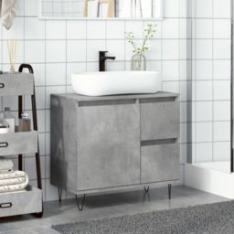 Berkfield Home Sink Cabinet Concrete Oak 65x33x60 cm Engineered Wood in Grey - Size: 65 x 33 x 60 cm - thumbnail 3