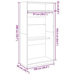 Berkfield Home Wardrobe Sonoma Oak 100x50x200 cm Engineered Wood in Light Tan - Size: 100 x 50 x 200 cm - thumbnail 9