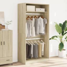 Berkfield Home Wardrobe Sonoma Oak 100x50x200 cm Engineered Wood in Light Tan - Size: 100 x 50 x 200 cm