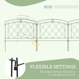 OUTSUNNY 6PCs Decorative Garden Fencing 24in x 12ft Metal Border Edging in Black - thumbnail 6