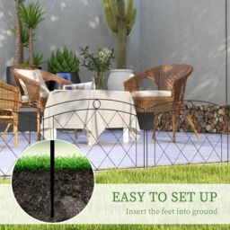 OUTSUNNY 6PCs Decorative Garden Fencing 24in x 12ft Metal Border Edging in Black - thumbnail 4