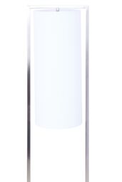 Orsina Satin Nickel Silver Floor Lamp, Minimalist Metal Floor Lamp With White Fabric Shade, Standing Lamp - thumbnail 5