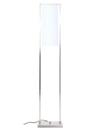 Orsina Satin Nickel Silver Floor Lamp, Minimalist Metal Floor Lamp With White Fabric Shade, Standing Lamp - thumbnail 2